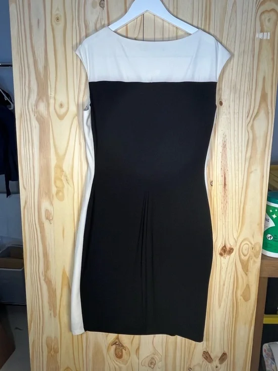 Lauren Ralph Lauren Black and White Colorblock Midi Dress - Picture 4 of 5
